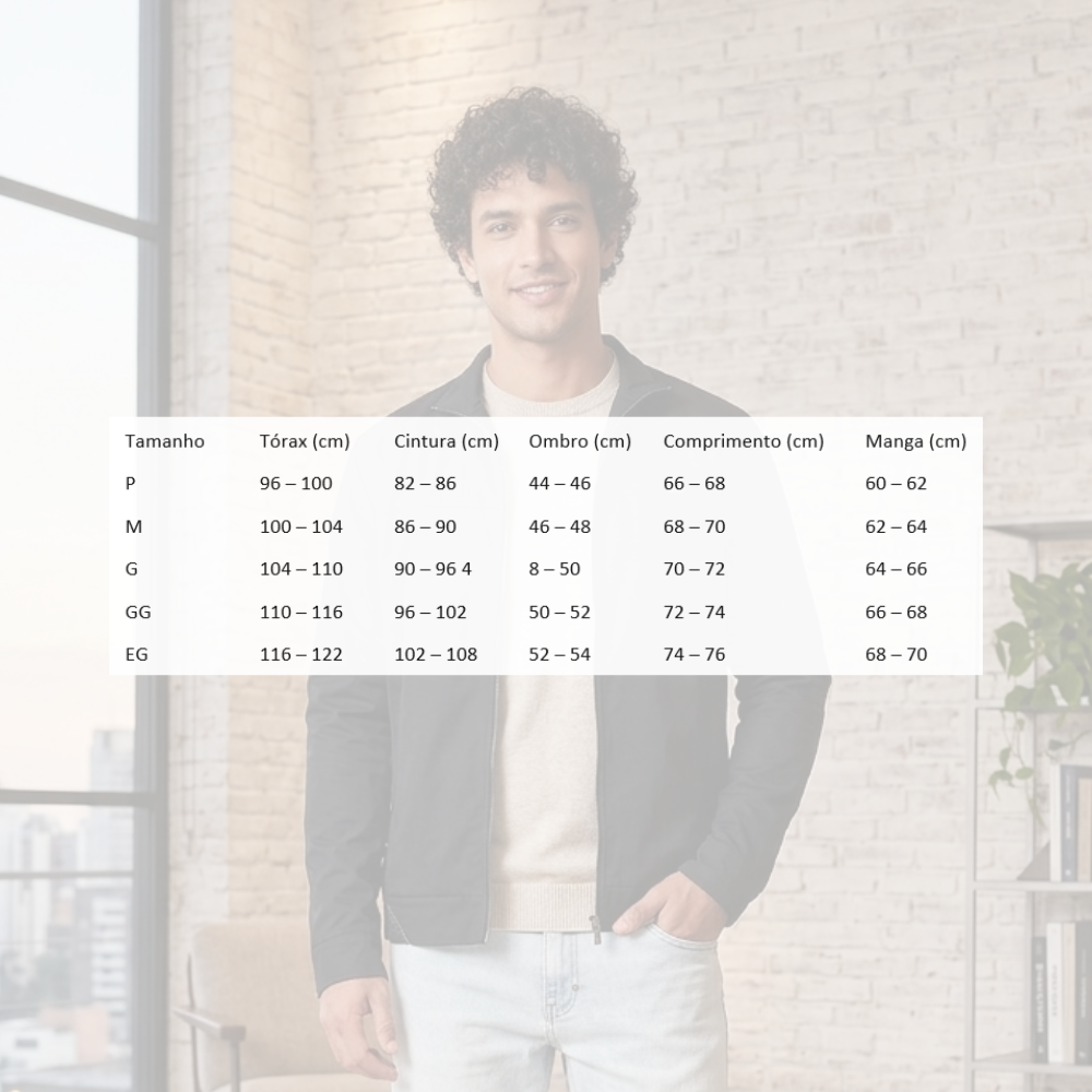 Jaqueta Masculino Casual com Gola e Zíper Feita com Tecnologia Moderna
