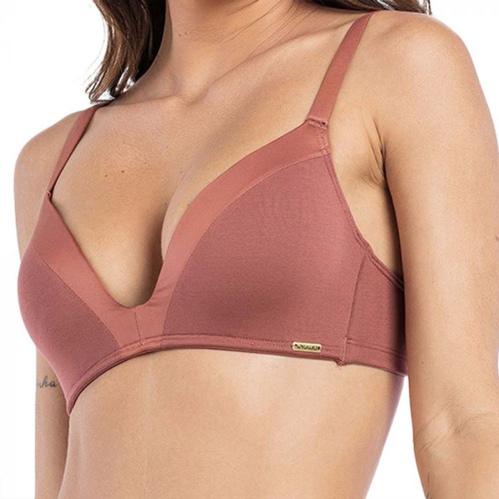 Sutiã com Bojo Camiseta Decote Valorizado em Detalhes de Cetim