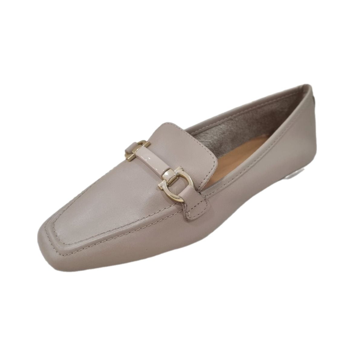 Sapatilha Napa Monaco Nude em Couro com Detalhe Dourado