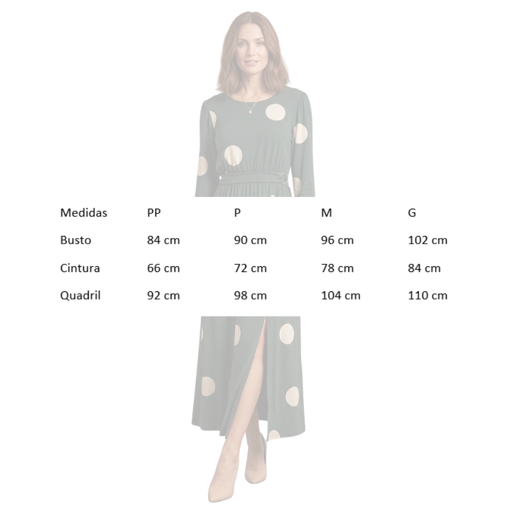 Vestido Longo Manga Longa em Viscose: Caimento e Conforto Tamanho M