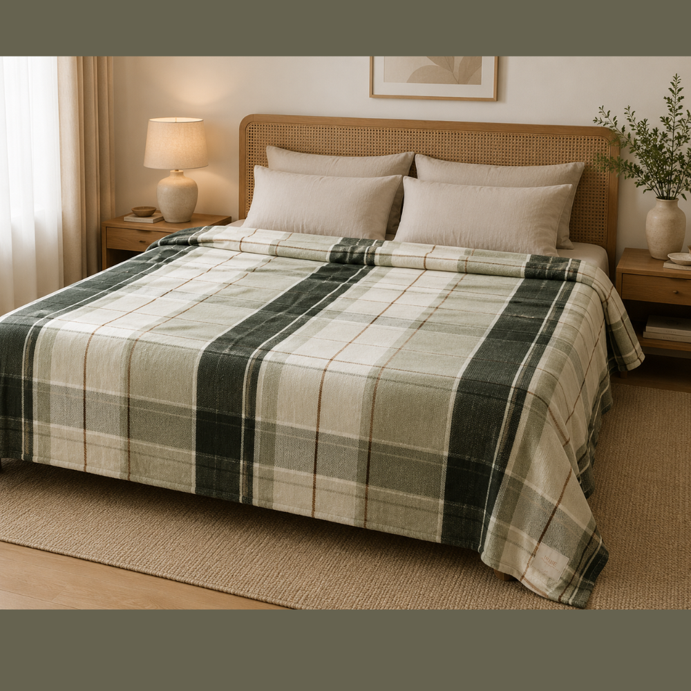 Manta Estampada Casal Xadrez BB Moment Soft Lux