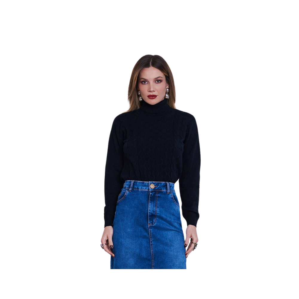 Malha Feminina Tricot Gola Alta