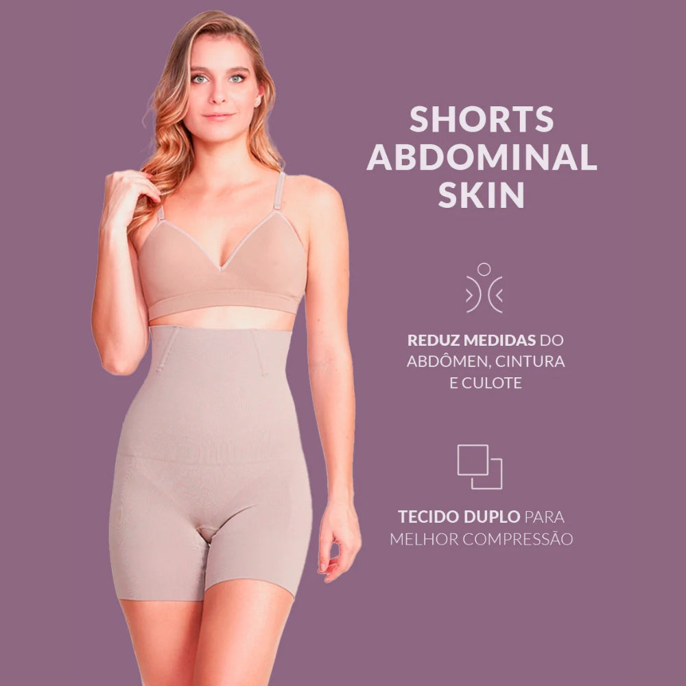 Shorts Abdominal Skin Reduz Medidas do Abdômen, Cintura e Culote