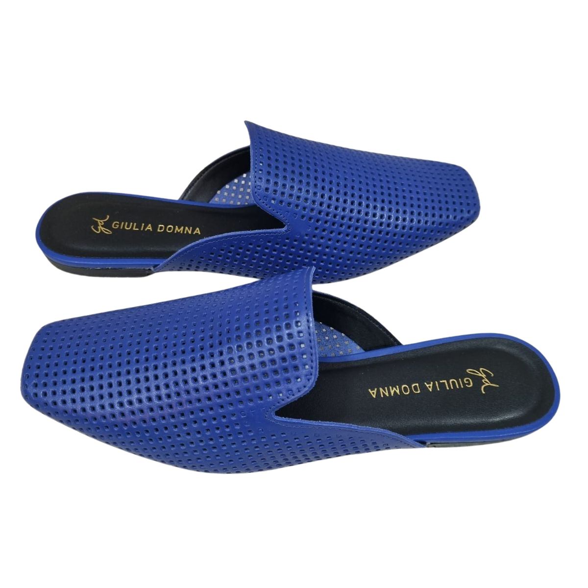 Mule Atano Azul em Couro Vazado Perfeito para o Dia a Dia