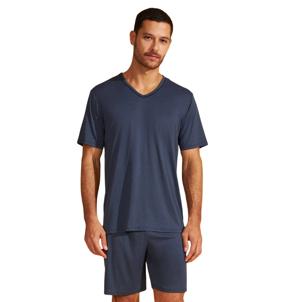 Pijama Masculino de Microdry Camiseta e Shorts