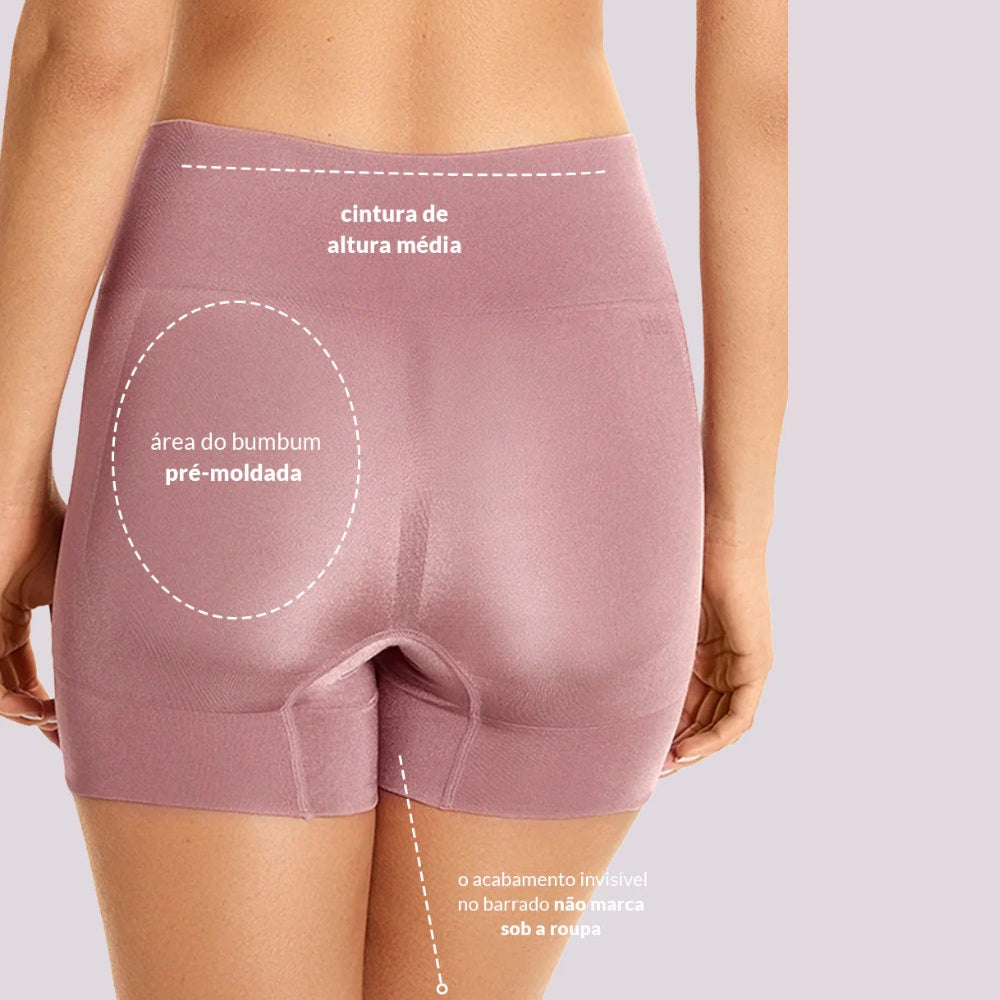 Bermuda Modeladora Lipstick Makeup Skin Cintura Média Suaviza Barriguinha e Quadril