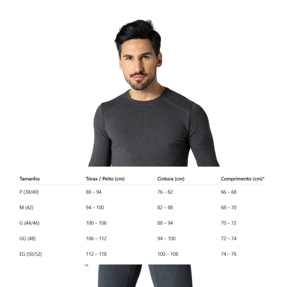 Básica Térmica em Algodão Masculina Gola Redonda