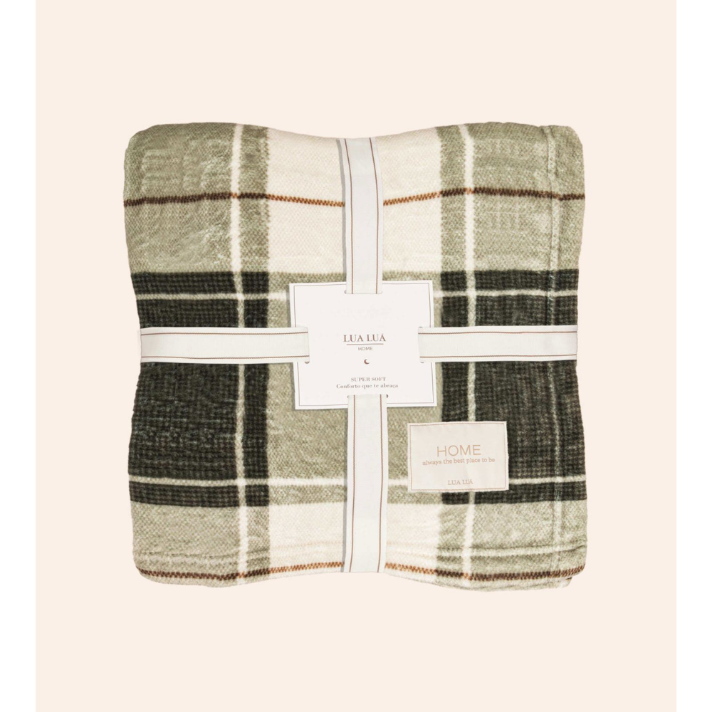 Manta Estampada Casal Xadrez BB Moment Soft Lux