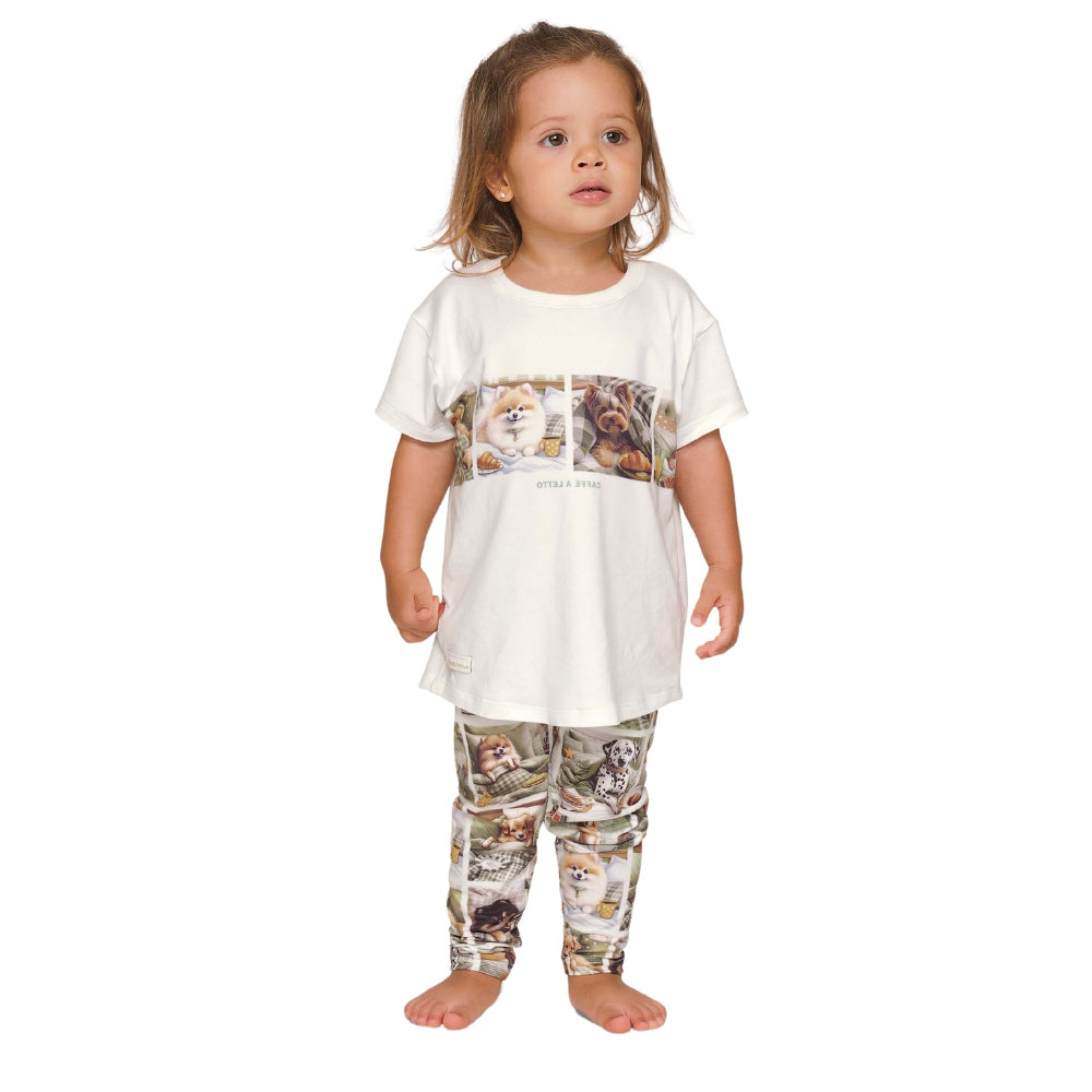 Pijama Infantil Manga Curta e Calça Lua Luá | Conforto Sublime Touch Toque Pele de Pêssego