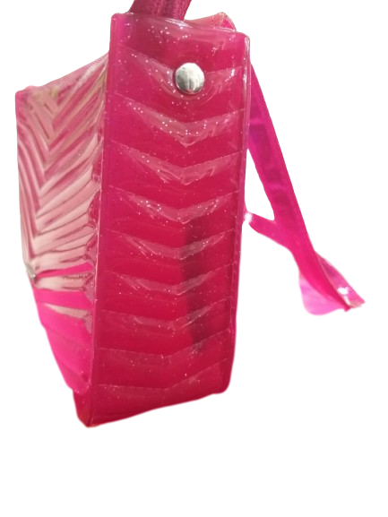 Bolsa Feminina Rosa Com Alça Translúcida Brilhante