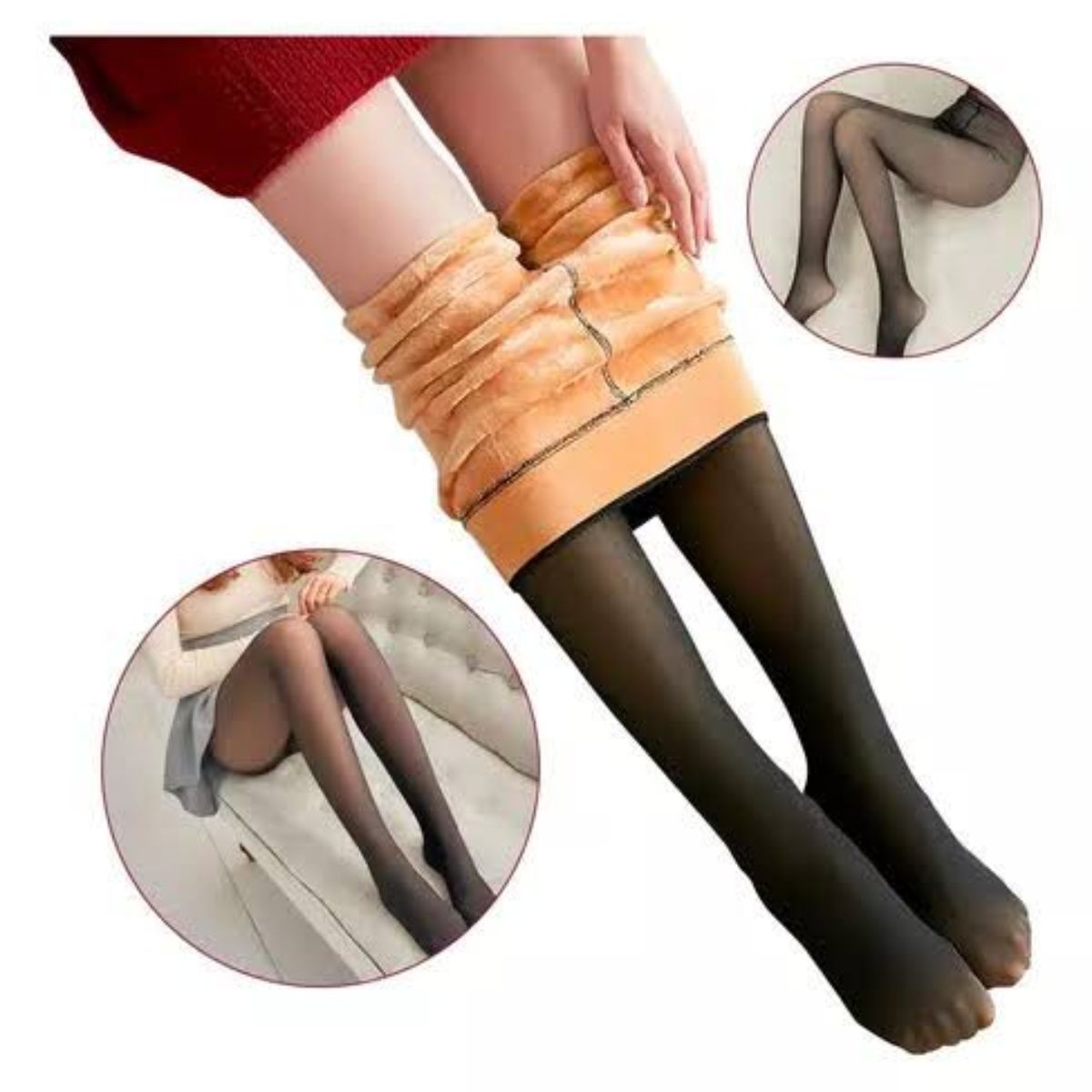 Meia Calça Translucida com Forro Interno de Lã