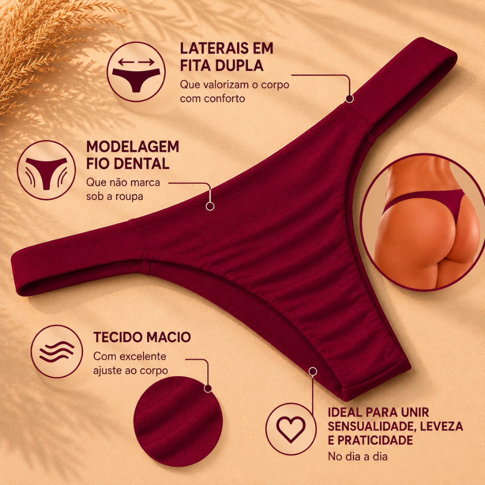 Calcinha Fio Dental Fita Dupla Feminina Confortável