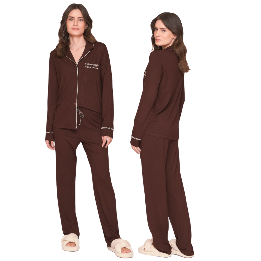 Pijama Aberto Feminino Chic Harmony em Viscolycra - Lua Luá