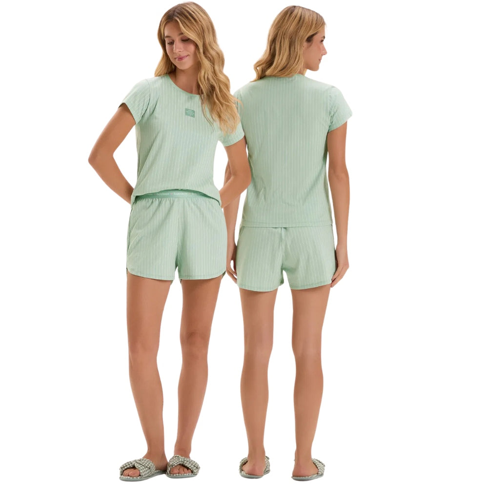 Pijama Feminino Manga Curta Com Shorts