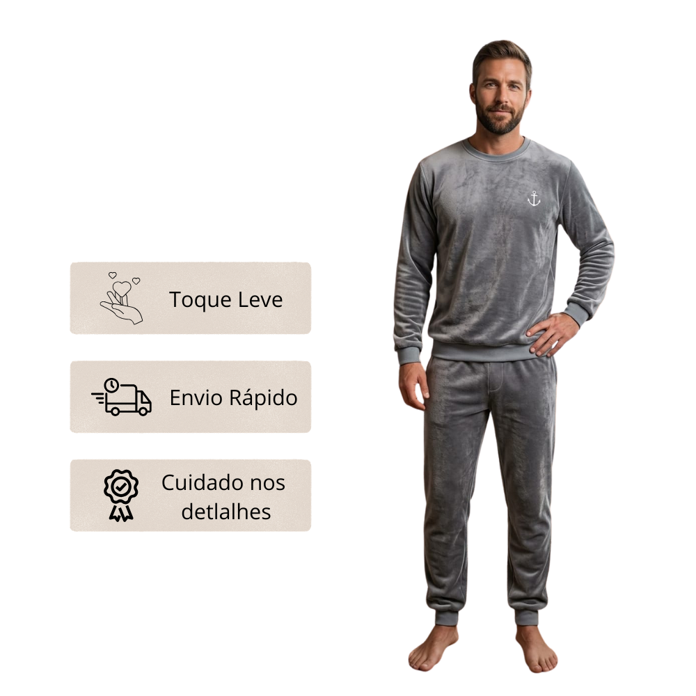 Pijama Masculino em Fleece Conforto para os Dias Frios