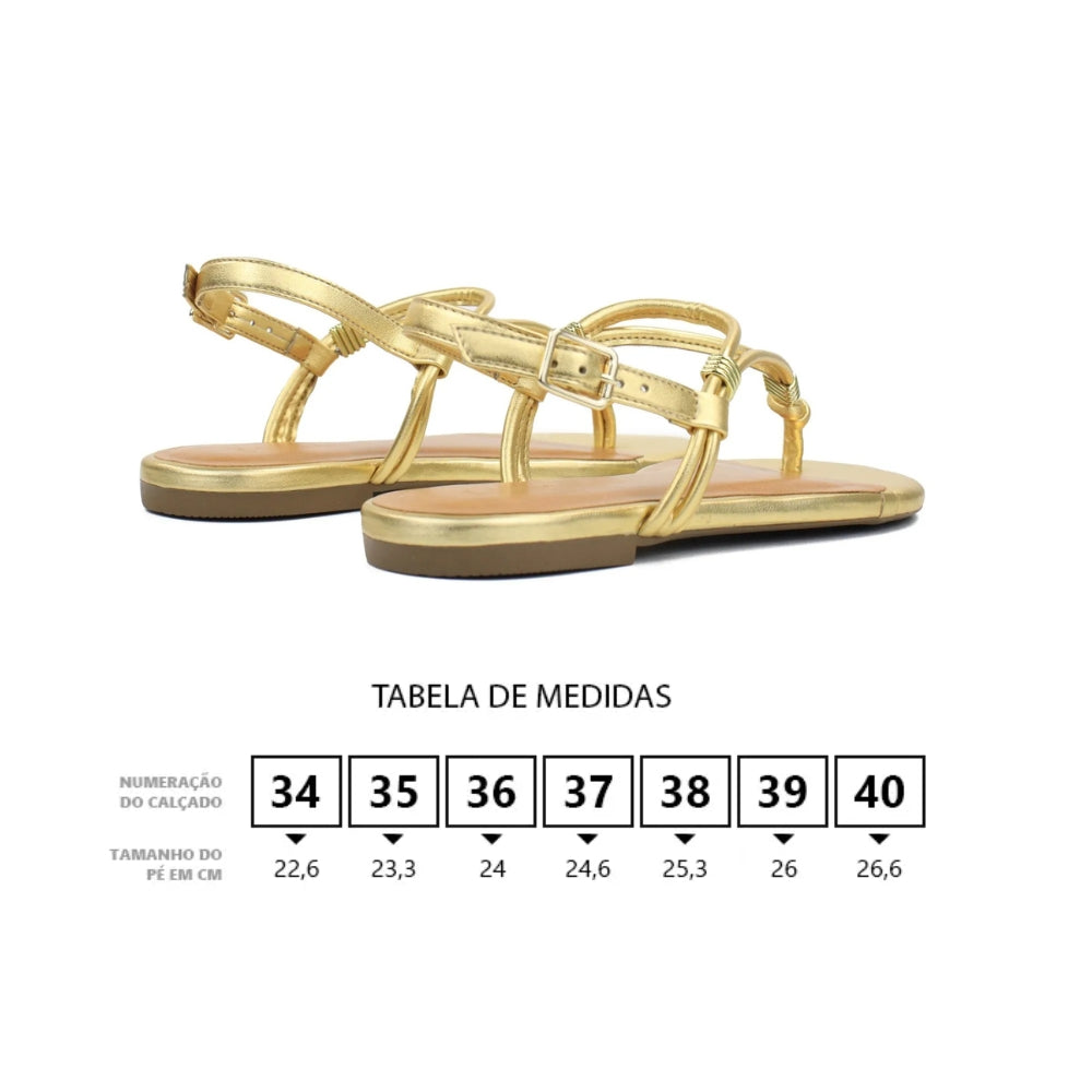Sandália Rasteira Metalizada em Dourado Conforto e Estilo