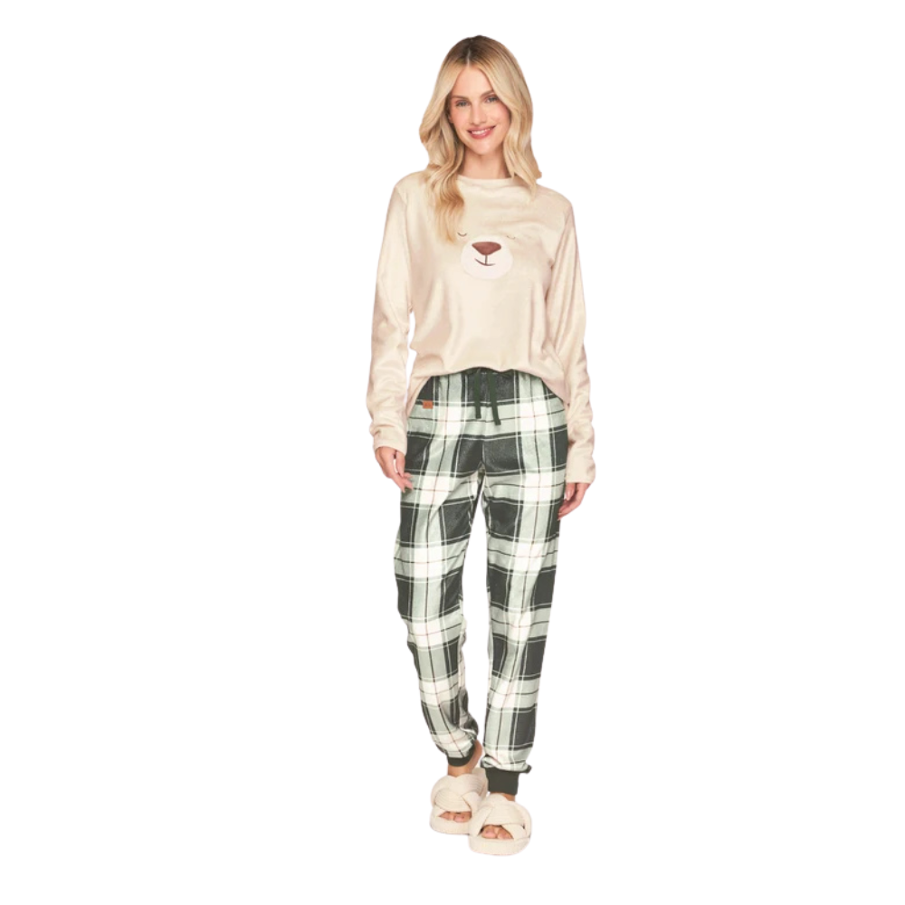Pijama Jogger Feminino Especial Peluciado BB Moment em Velvet Lux
