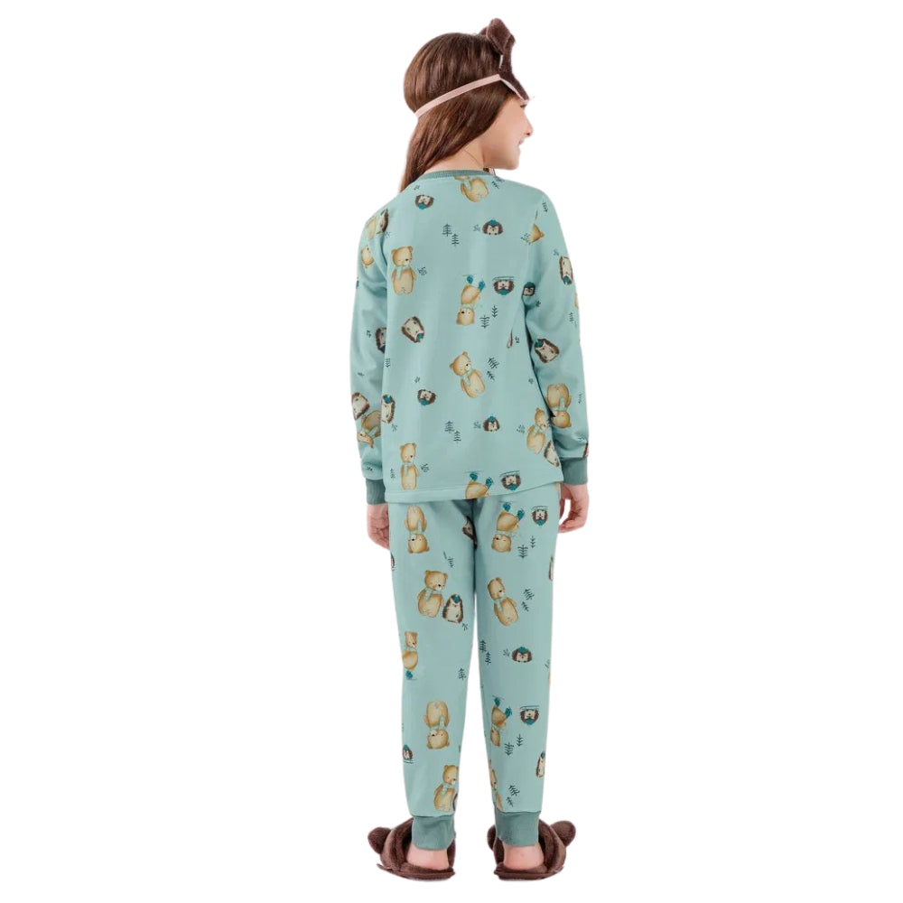 Pijama Feminino Infantil com Manga Longa com Calça