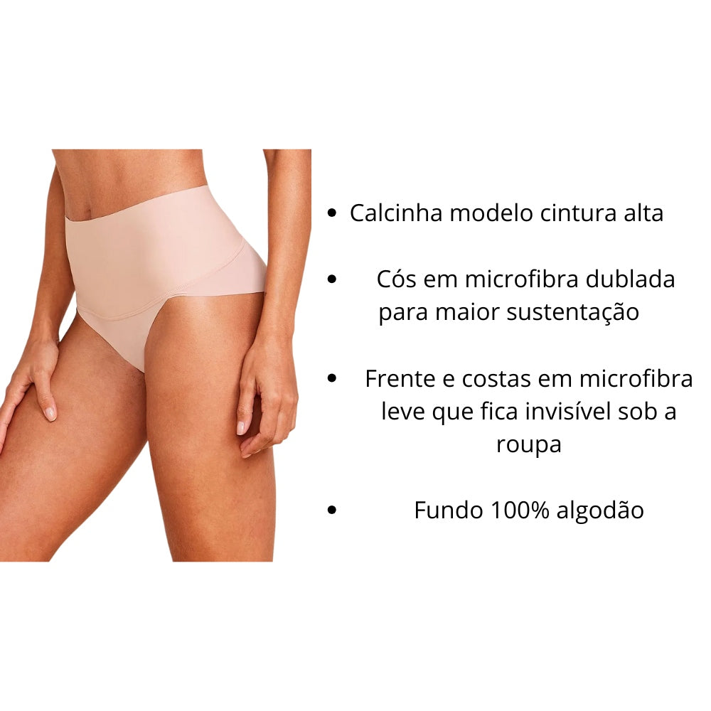 Calcinha Cintura Alta Invisível Em Microfibra