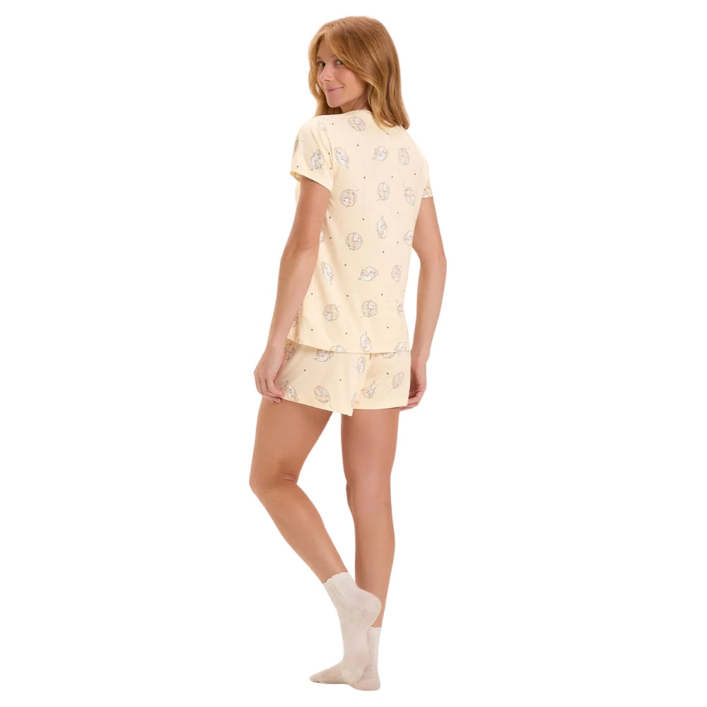 Pijama Feminino Manga Curta Com Shorts