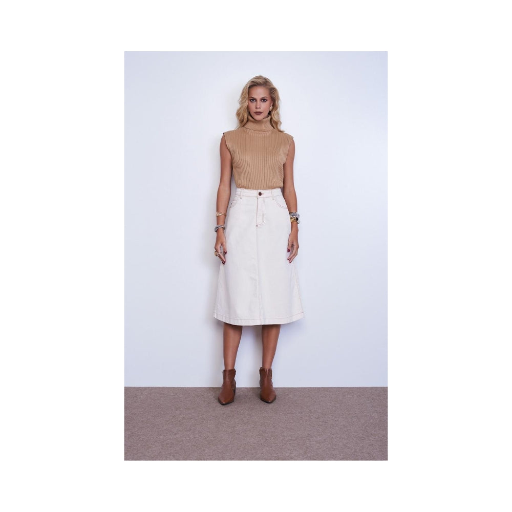 Saia Midi White Jeans - Perfeita para seu Look