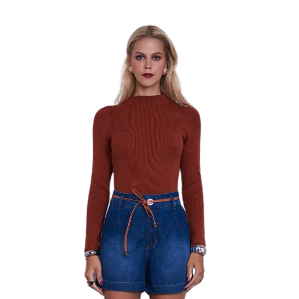 Blusa Feminina em Tricot com Gola - Look Moderno e Confortável