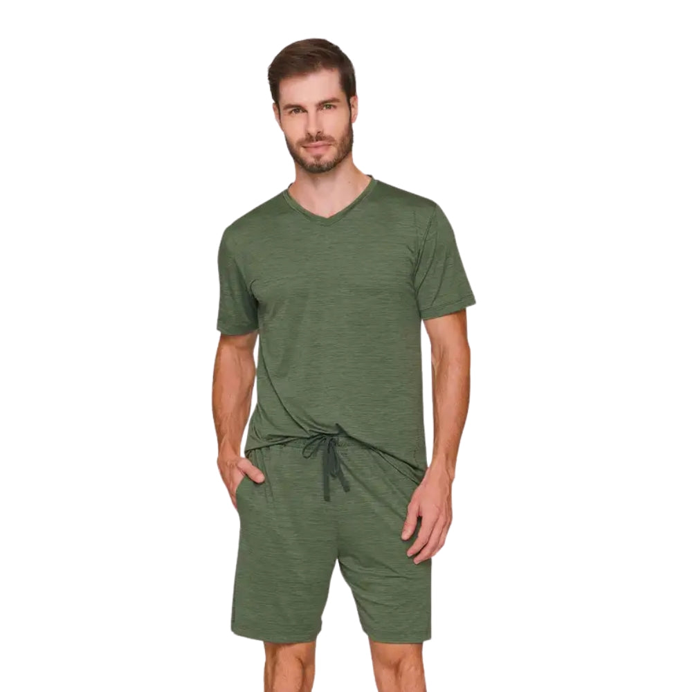 Pijama Curto Masculino para o Verão - Conforto em Poliamida Melange
