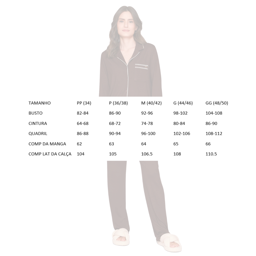Pijama Aberto Feminino Chic Harmony em Viscolycra - Lua Luá