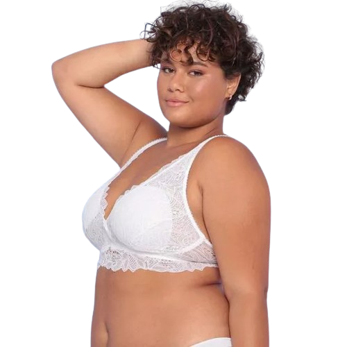 Conjunto Em Renda Branco Com Sutiã Em Triângulo Hope