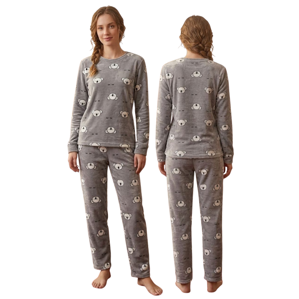 Pijama Feminino Plush Estampado Decote Redondo