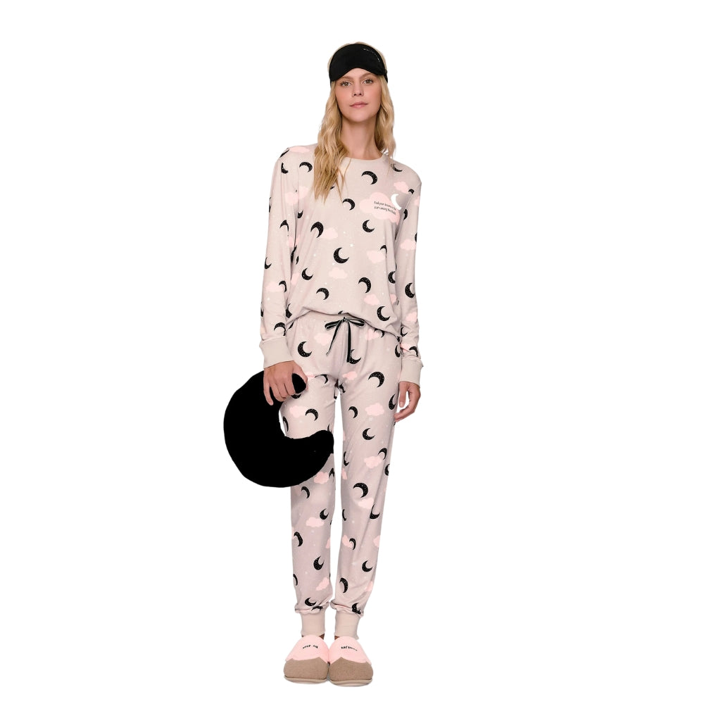 Pijama Jogger Feminino Camiseta Manga Longa e Calça In The Clouds