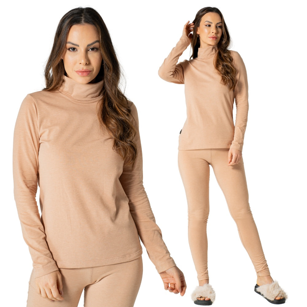 Básica Feminina Térmica em Algodão Gola Alta