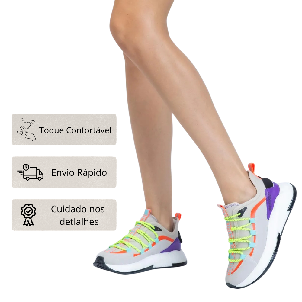 Tênis Feminino Petite Jolie Puff Sneaker Multi Colorido