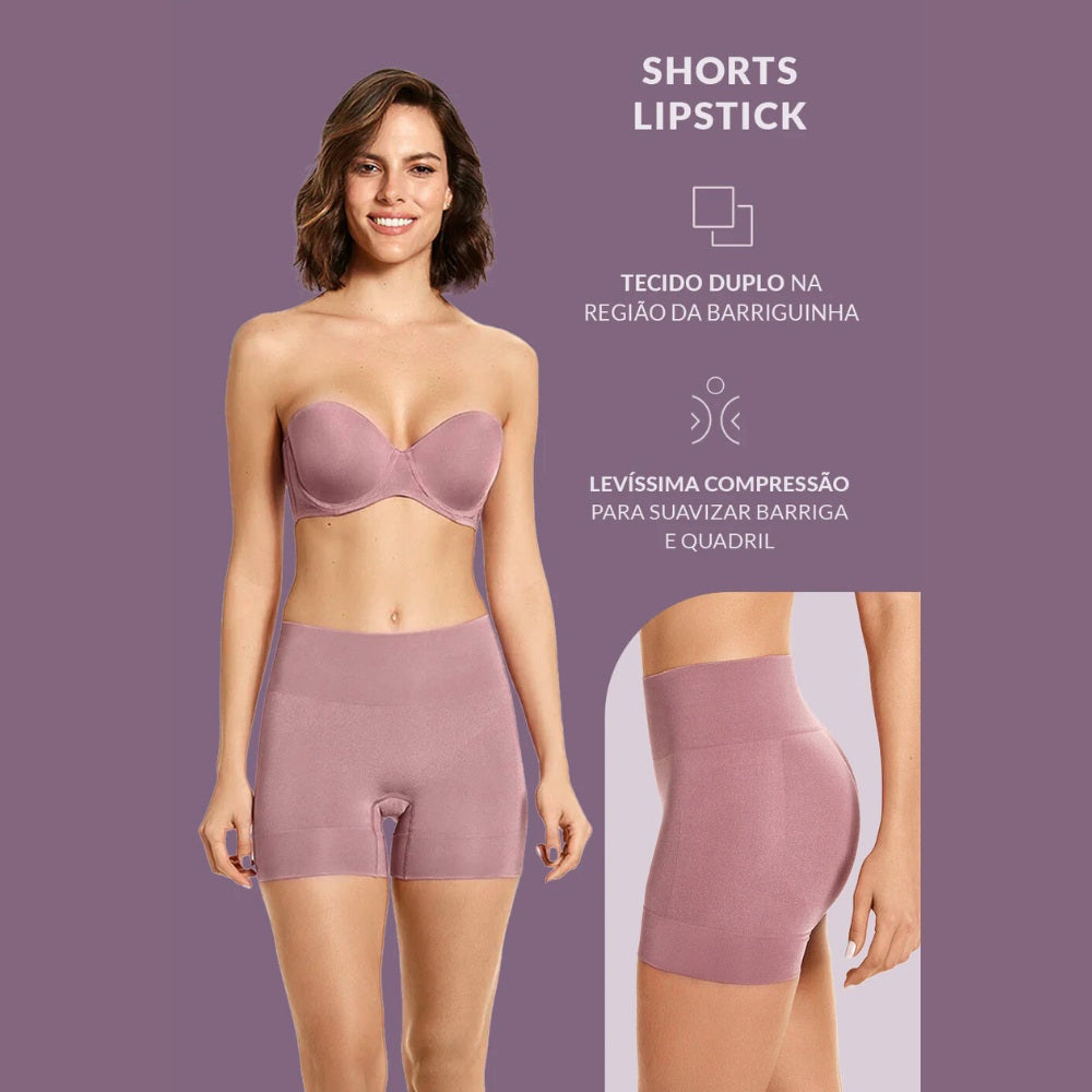 Bermuda Modeladora Lipstick Makeup Skin Cintura Média Suaviza Barriguinha e Quadril
