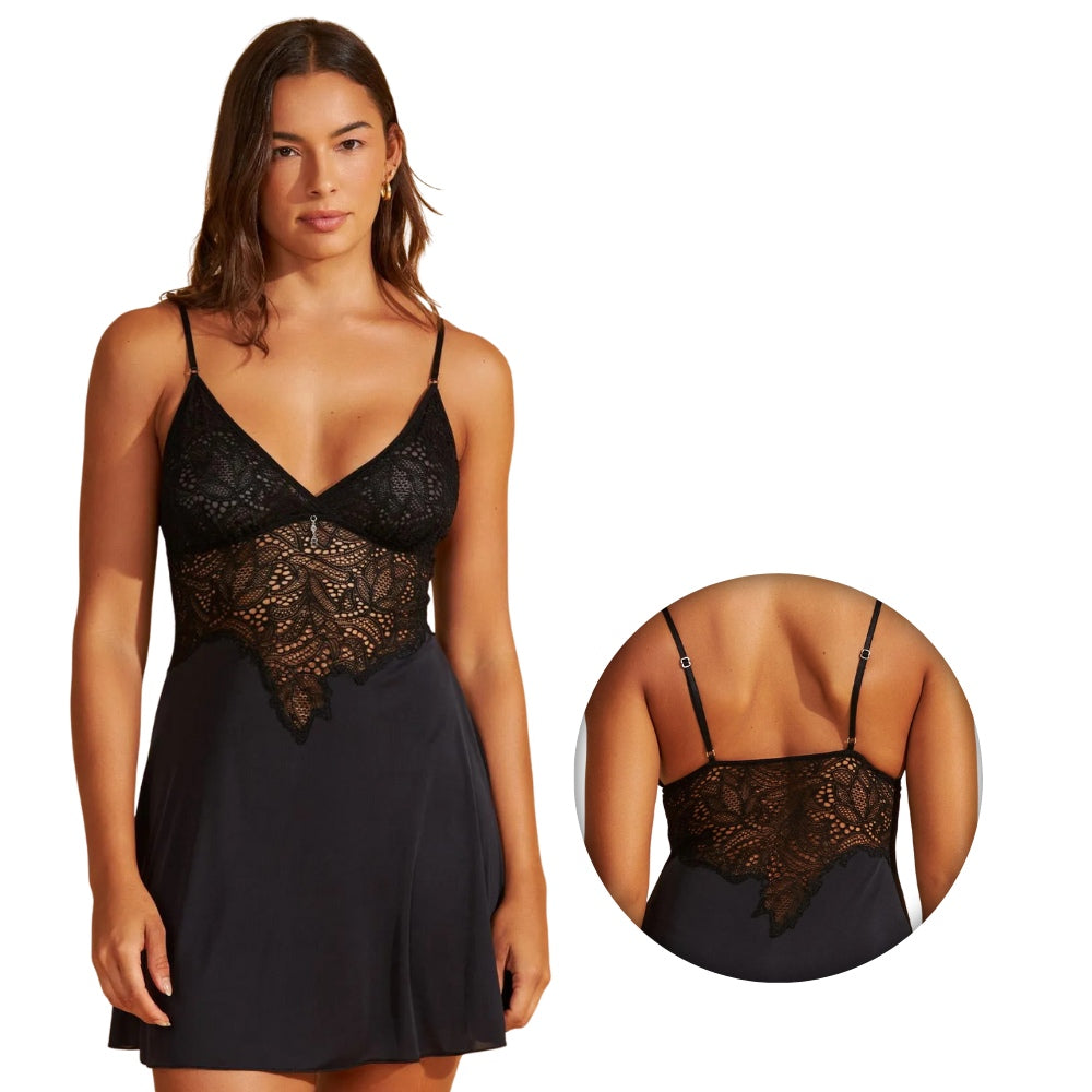 Camisola de Microfibra e Renda Samambaia com Alças Finas