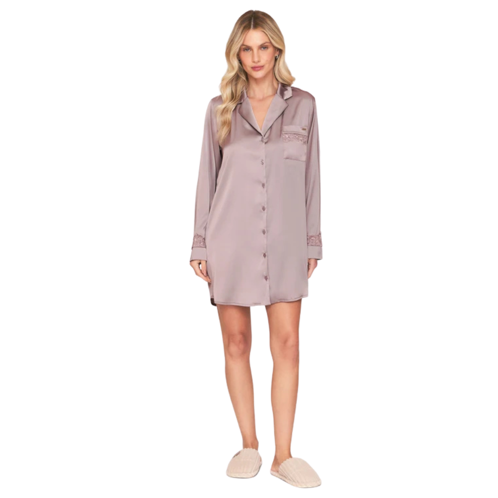 Camisola Chemise Aberta Feminina em Satinê Stillness