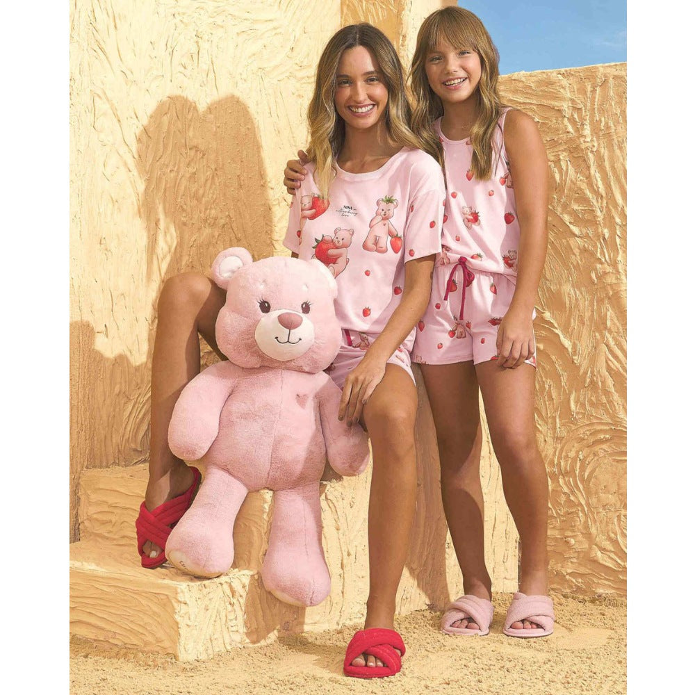 Pijama Curto Feminino Camiseta Manga Curta e Shorts Nina Always In Love em Sublime Touch