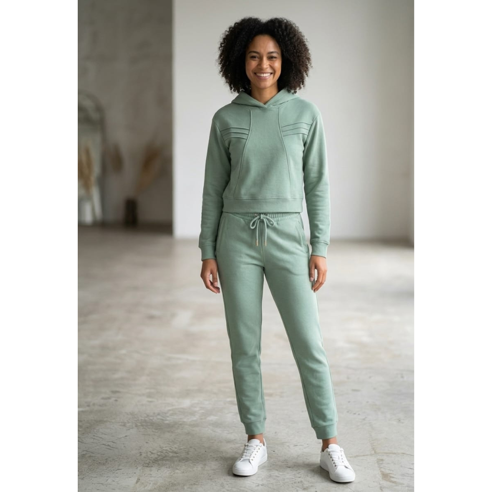 Conjunto Abrigo Feminino Comfy com Capuz