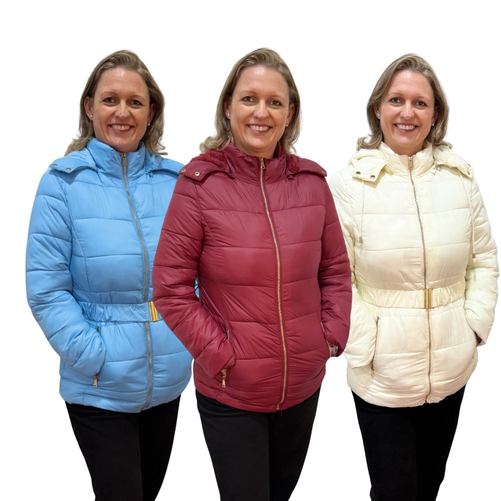 Jaqueta Alongada em Fibra com Pelo e Capuz Removível