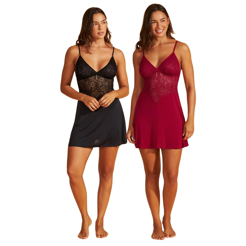 Camisola de Microfibra e Renda Samambaia com Alças Finas