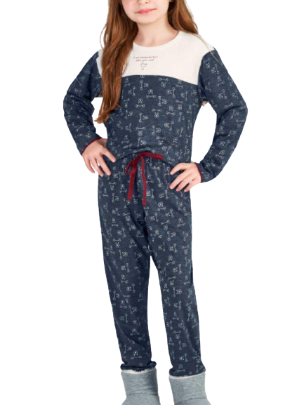 Pijama Manga Longa Azul Marinho Cor Com Amor