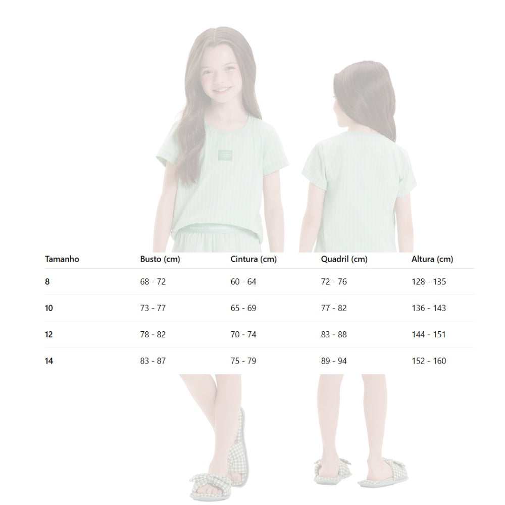 Pijama Infantil Feminino Manga Curta Com Shorts