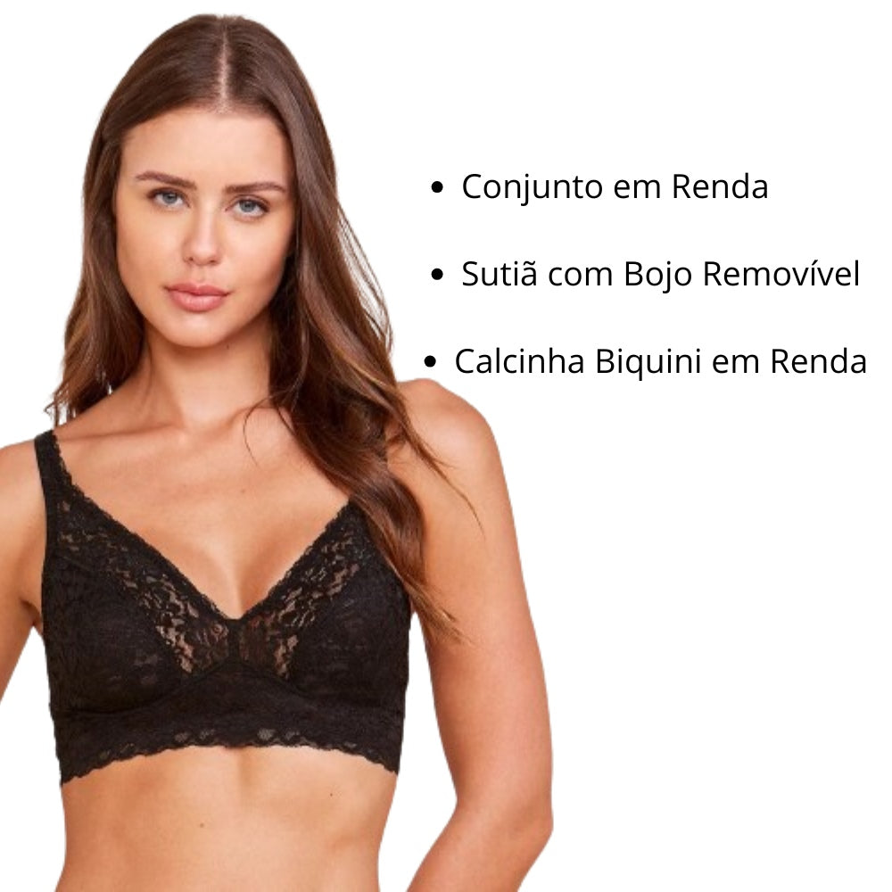 Conjunto Renda Sensual Preto  Hope