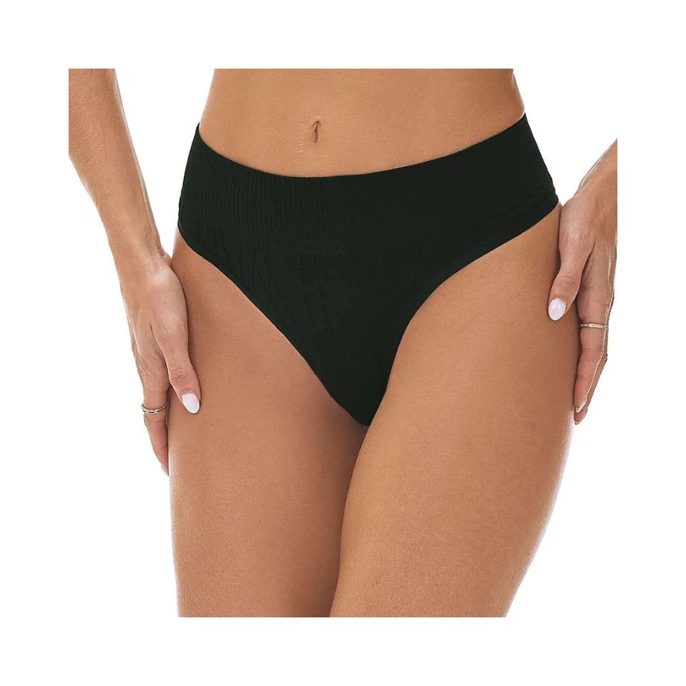 Calcinha Fio Dental Jacquard Sem Costura e Cós Alto que Não Marca