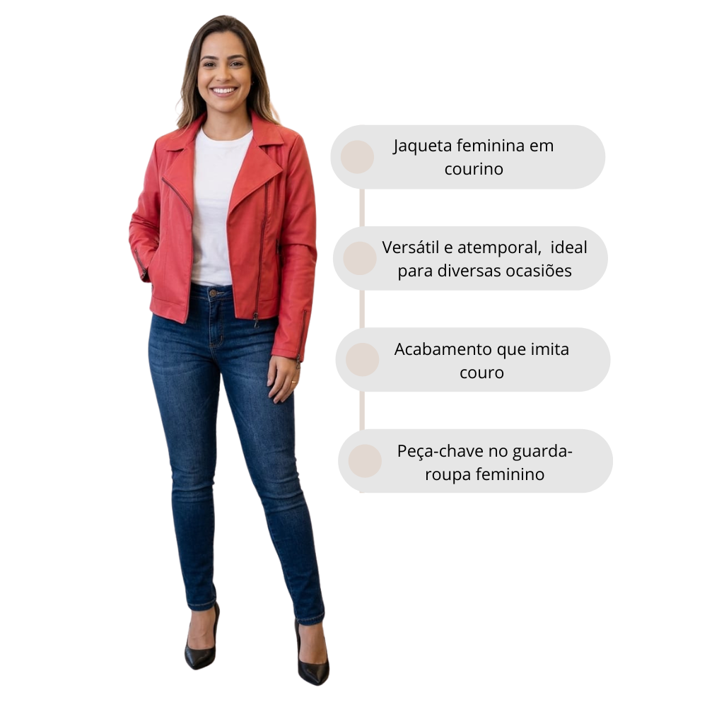 Jaqueta Feminina em Courino Ilícito Estilo Moderno