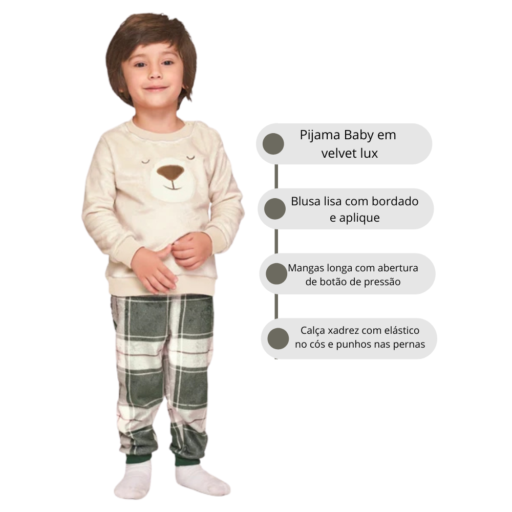 Pijama Baby Unissex Especial Peluciado BB Moment em Velvet Lux