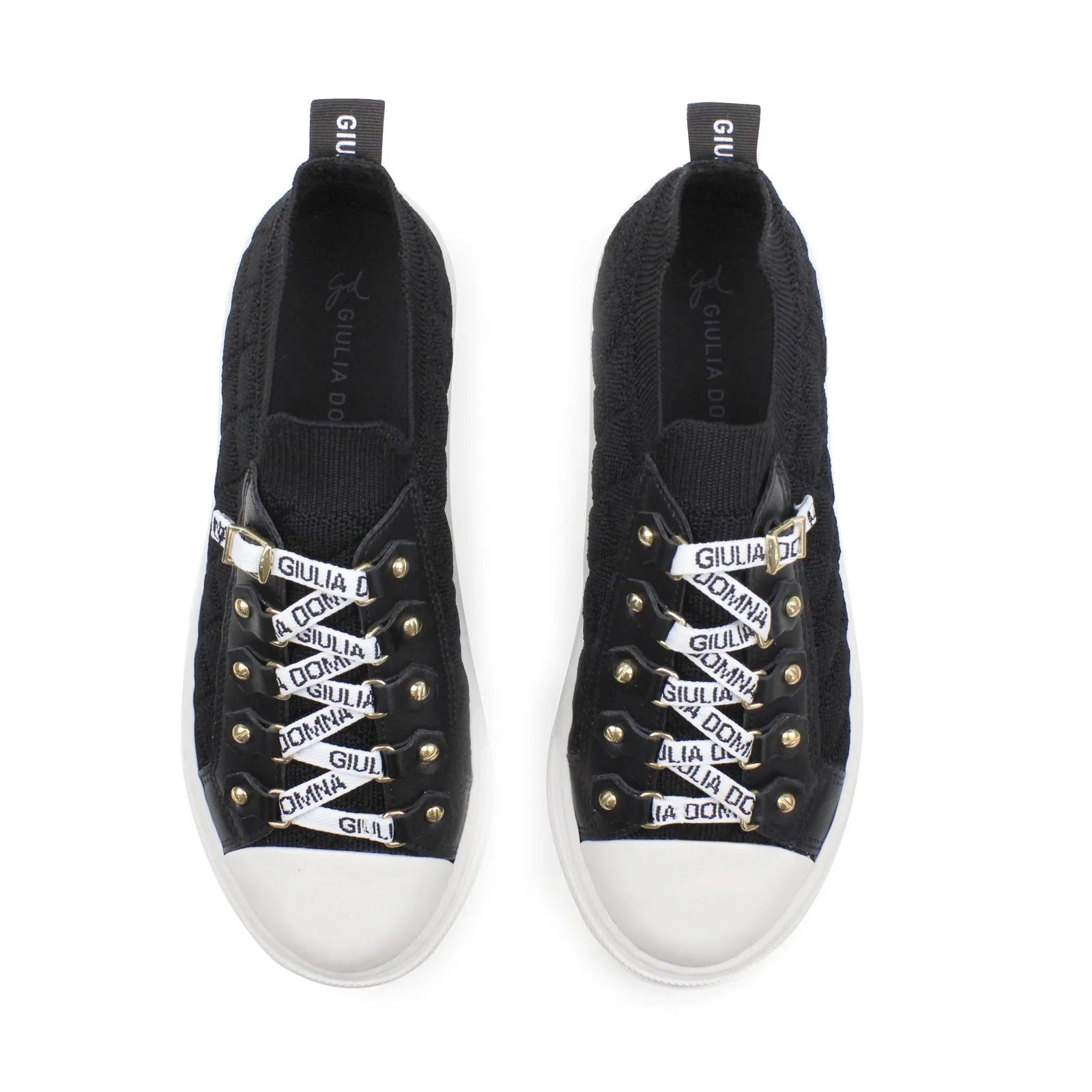 Tênis Knit Preto Solado Alto Giulia Domna