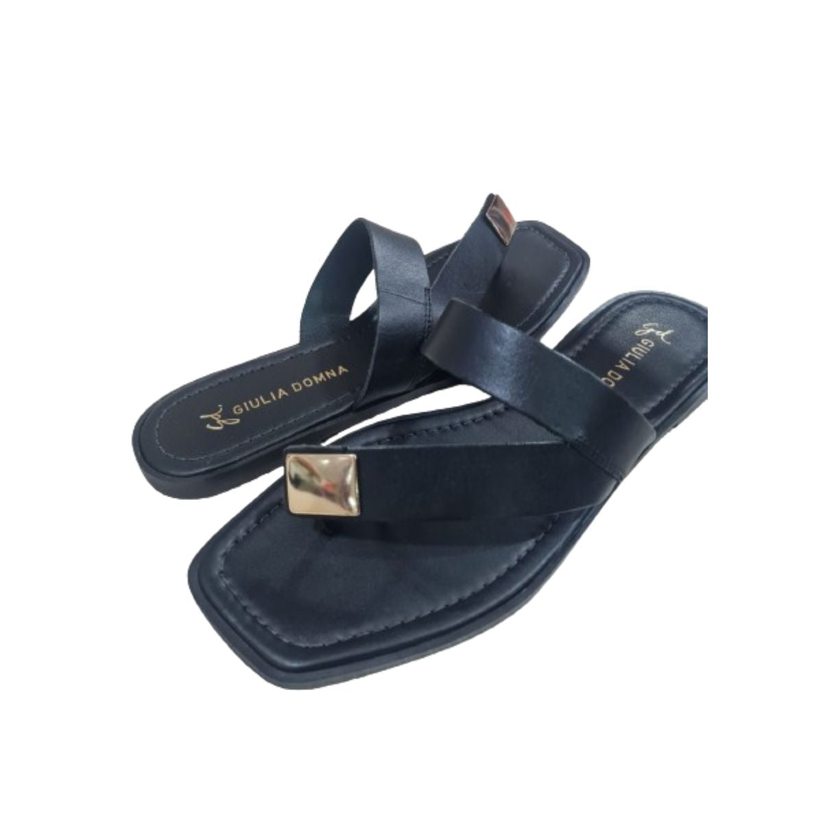 Chinelo Sandália Stone Preto Giulia Domna