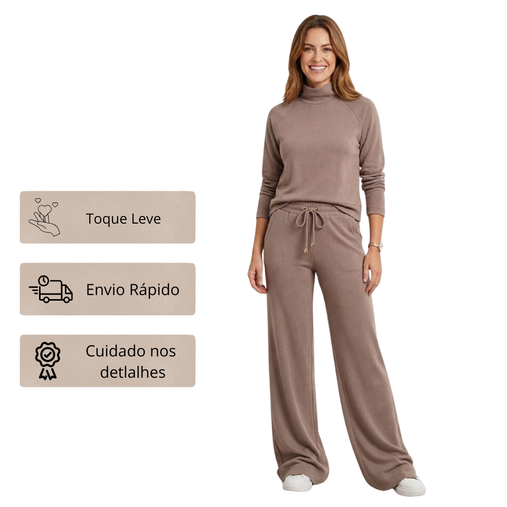 Conjunto Abrigo Feminino Flanelado Comfy