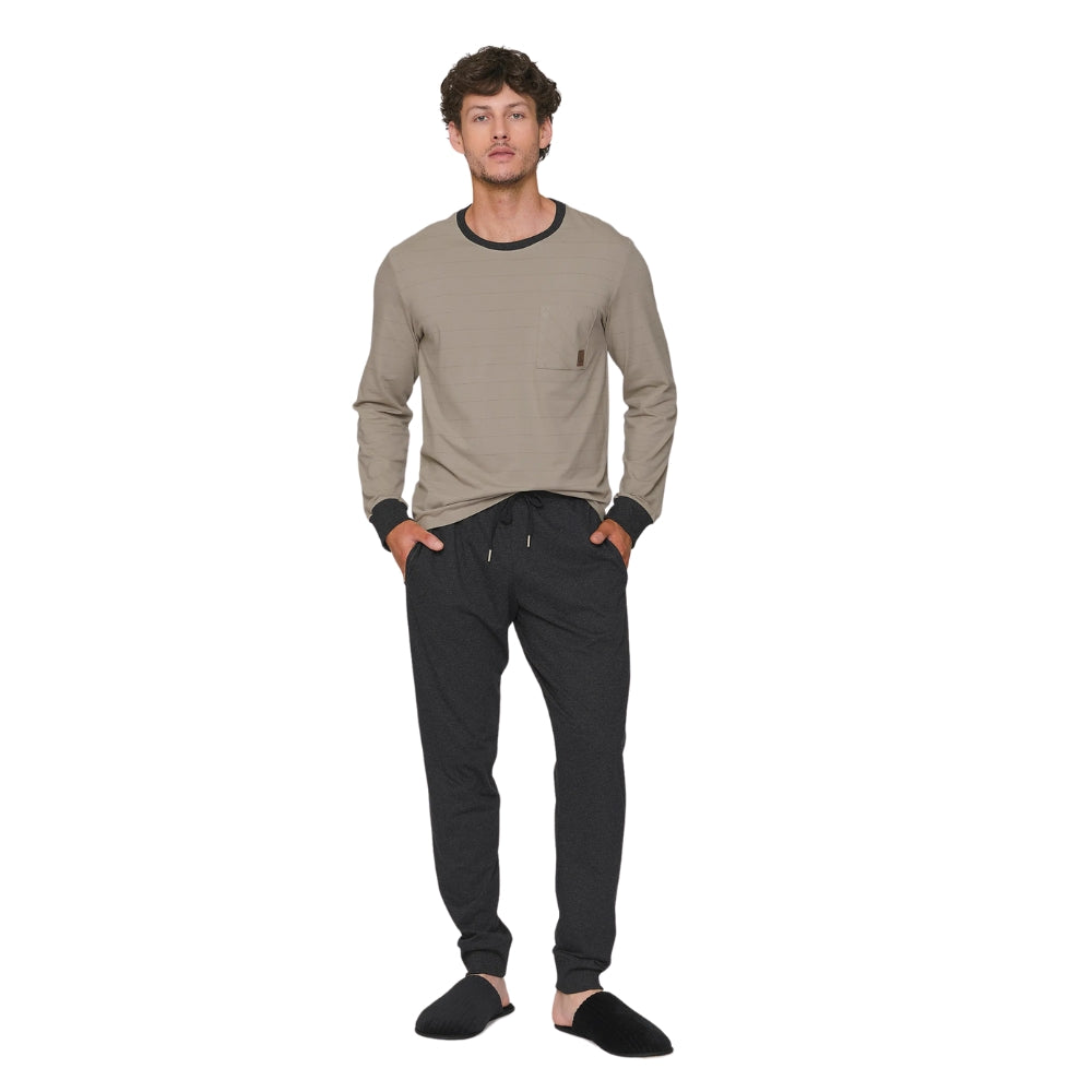 Pijama Jogger Masculino Camiseta Manga Longa e Calça Winterbound